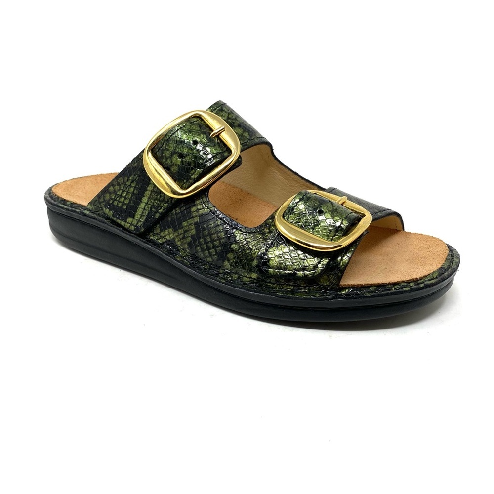 Finn Comfort Lipari Oro Naja Leather Comfort Sandal Cork Footbed